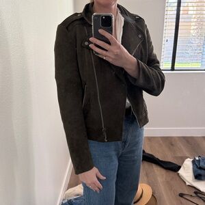 Women's olive green faux Suede Jacket